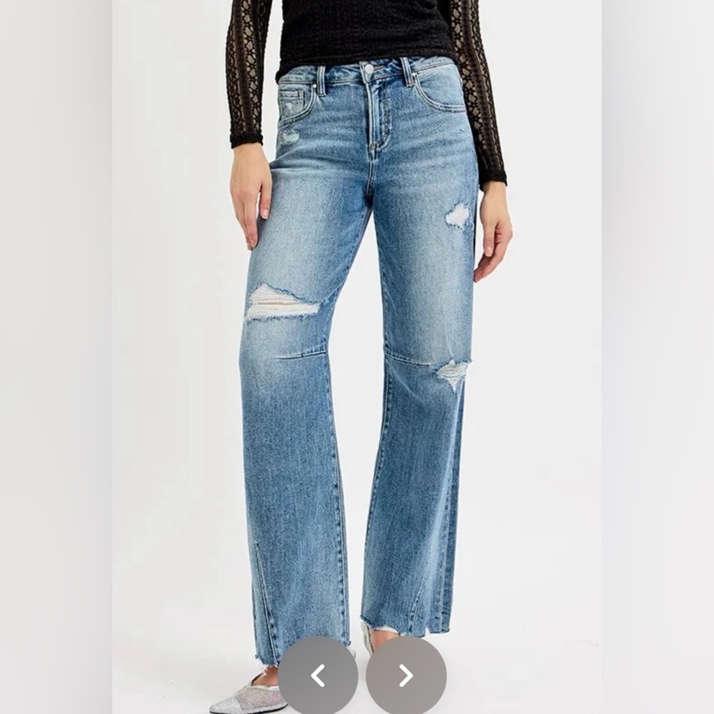 Risen Distressed Blue Jeans - Classic Straight Fit